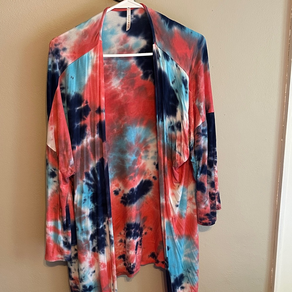 Vibrant Tie-Dye Open Front Cardigan